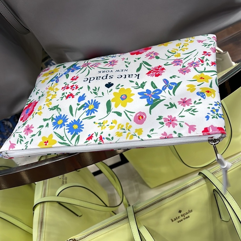 Kate Spade Large Canvas Floral Print Zip Pouch - Picture 8 of 16